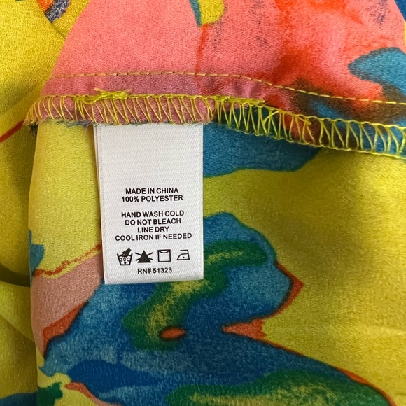 CeCe Off Shoulder Floral Blouse Women’s Size M Lime Green, Blue, and Pink - Picture 6 of 7